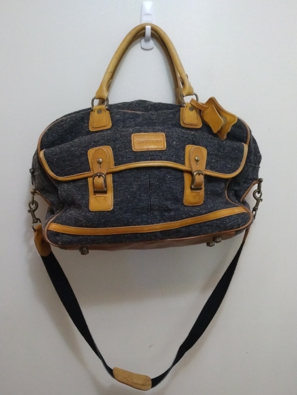 Vintage Gray Tweed/Leather Cambridge Travel/Weekender Bag
